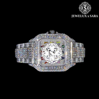 Reloj Analógico de Lujo de Excelente Calidad, Totalmente Blanco, con Diamantes, Resistente al Agua, Caja de Acero Inoxidable, Precio de Exportación