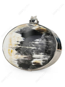 กระเป๋าคลัทช์ทรงวงรีทำจากเขาสัตว์ธรรมชาติ พร้อมหัวจับคริสตัลดิบ กรอบสีเงิน หรูหราโดดเด่น เหมาะสำหรับขายส่งและรับผลิตแบบ OEM - Product Image 2