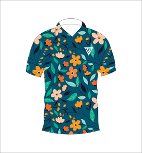 Polo à manches courtes pour homme, bleu marine, imprimé floral, décontracté, pour l'été, pour le golf - Product Image 1