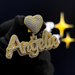 Collar con Colgante de Corazón Hip Hop Personalizado, Plata de Ley 925, Moissanita VVS, Chapado en Oro Rosa, Letra en Letras Mayúsculas - Product Image 6