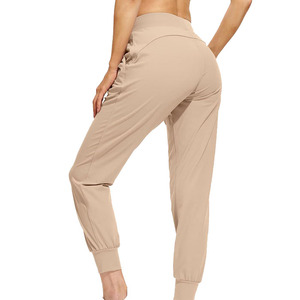 Pantalon d'hiver pour femme, taille haute, couleur unie, en coton tissé, coupe droite, longueur complète, coupe régulière, respirant, deux poches latérales - Product Image 2