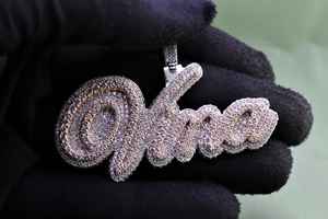 Colgante Personalizado de Plata de Ley 925 con Moissanita VVS, Colgante con Inicial, Logotipo o Letra, Colgante con Nombre o Número Estilo Hip Hop, y Dijes - Product Image 5