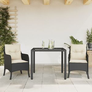 Juego de Comedor para Jardín en Negro y Blanco Crema para Patio, Muebles de Exterior - Product Image 1