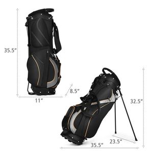 Borsa da Golf Nera in Nylon 420D Resistente all'Acqua con 3 Divisori e 7 Tasche con Cerniera - Product Image 6
