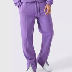 Conjunto de Sudadera con Capucha y Cremallera para Hombre, Color Morado, Pantalones Deportivos de Felpa Francesa, Corte Regular, Ropa de Otoño - Product Image 4