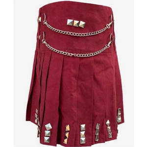 Vestido Kilt Escocés Color Granate para Mujer, con Cadenas y Tachuelas, Estilo Tradicional de las Tierras Altas, Prenda de Moda para Chicas - Product Image 4