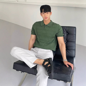 Camisa de Verano para Hombre, Ecológica, de Lana/Cachemira, Estilo Coreano, Corte Ajustado, Cuello Solapa Suave, Casual, Talla XL - Product Image 5