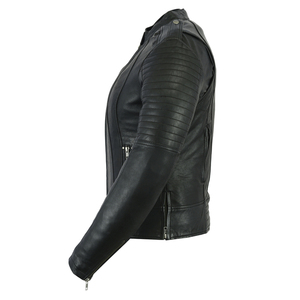 Veste en cuir élégante à col montant, style motard vintage, coupe slim, pour homme, couleur personnalisée, 100% cuir véritable, fabricant Pakistan - Product Image 3