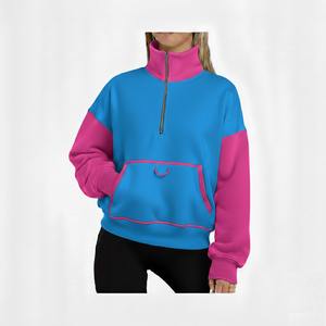 Sudadera personalizada al por mayor de alta calidad para mujer, de poliéster/algodón, talla grande, con letras griegas, media cremallera, estilo otoñal. - Product Image 1