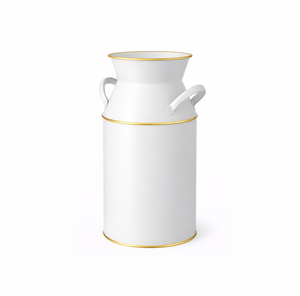 Maceta de Metal Galvanizado Estilo Rústico Vintage, Florero Retro Antiguo, Porta Flores de Granja, Color Blanco Leche - Product Image 1