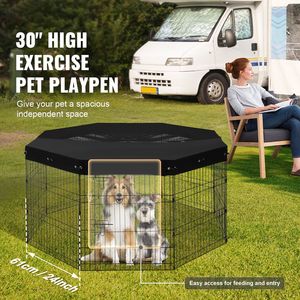 8 Paneles Metálicos Plegables para Corral de Perros, 30'' de Alto x 24'' de Ancho, Oxford 600D Sólido, XL, Corral de Ejercicio para Mascotas en Interiores y Exteriores, Puerta para Perros - Product Image 2