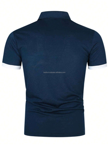 เสื้อโปโลผู้ชายลายบล็อกสีสันสดใส แฟชั่นแบบต่อผ้า สไตล์ลำลอง แขนสั้น ทรงเข้ารูป เหมาะสำหรับเล่นกอล์ฟ พร้อมปักโลโก้ตามสั่ง - Product Image 6