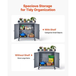 Tavolo da Giardinaggio per Esterni con Armadietto in Legno, Piano in Ferro Zincato 36 X 16, Postazione di Lavoro per Giardinaggio - Product Image 5