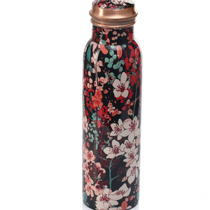 <b>Copper</b> <b>Drinking</b> <b>Bottle</b> with Natural Antimicrobial Properties Floral Pattern Metal Water <b>Bottle</b> With <b>Copper</b> Lid - Product Image 1