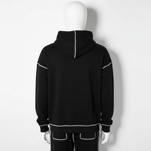 Sweat-shirt à capuche personnalisé pour homme, en molleton épais, avec motif dessin animé imprimé et surpiqûres contrastées, style streetwear, vêtements en gros - Product Image 3