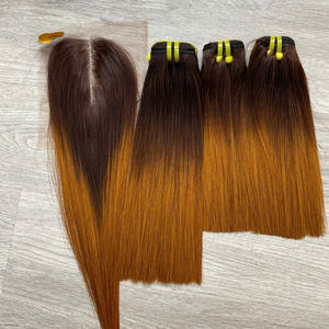 Cheveux vierges bruts vietnamiens de qualité supérieure, ultra-lisses, couleur ombré orange, tissage à double trame, fabrication à la machine - Product Image 3