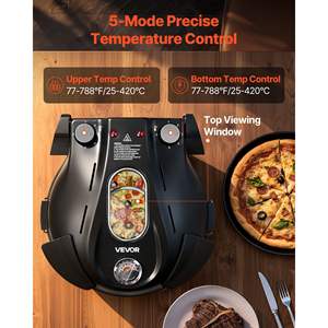 Four à pizza électrique 1200W, pierre en cordiérite de 12 pouces, contrôle de la température à 5 modes, noir, pour la maison, la cuisine, grille-pain, four à pizza précis - Product Image 4