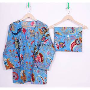 Pijama de Algodón con Estampado Floral, Hecho a Mano en India, Ecológico, de Alta Calidad, Elegante y Casual, para Verano, Otoño, Vacaciones y Mañana - Product Image 2
