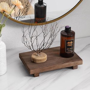 Solid Wood Pedestal Display Riser Tray <b>Rustic</b> Farmhouse Countertop Stand for <b>Bathroom</b> Kitchen Coffee Bar <b>Vanity</b> Decor - Product Image 6