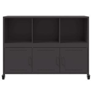 Buffet rectangulaire noir de taille moyenne pour salon, fabriqué en acier laminé à froid - Product Image 6