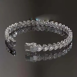 Round Shape Diamond Bracelet 18k heart Yellow Gold Stackable Bracelet Romantic Anniversary <b>Gift</b> for Wife for Parties - Product Image 2