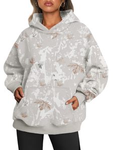 Sweat-shirt à capuche oversize pour femme, en polaire uni, coupe décontractée, couleur unie, manches longues, pour l'automne - Product Image 2