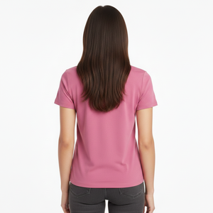 T-shirt en polycoton pour femmes, 180 GSM, peigné, séchage rapide, extensible, col rond, logo personnalisé, fabricant en gros - Product Image 2
