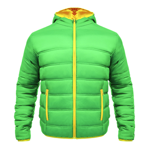 Blouson d'hiver pour homme à capuche, coloris bleu-vert, blocs de couleur, fermeture éclair, coupe décontractée, coupe-vent, rembourrage épais en polyester, coupe régulière, chaud et à capuche - Product Image 3