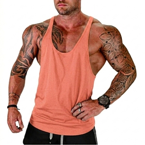 <b>Mens</b> 100 Percent Cotton Knitted Tank Top Sleeveless Gym Vest Printed Muscle Shirt Bodybuilding Workout Fitness <b>Singlet</b> Front - Product Image 6