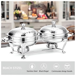 Cazuelas grandes con acabado plateado 2 en 1, perfectas para restaurantes, buffets, bodas y eventos de catering. Venta al por mayor desde India. - Product Image 6