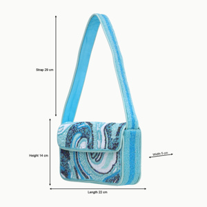 Beaded Bohemian Flap Shoulder Bag With <b>Sequined</b> Wave Pattern Single Strap Women Fashion <b>Handbag</b> Daily Use - Product Image 2