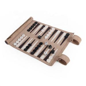Hot Sales Luxury Travel <b>Backgammon</b> Leather Roll up <b>Backgammon</b> <b>Board</b> Games for Adults Foldable Leather <b>Backgammon</b> Set - Product Image 2