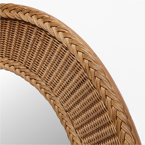 New Design Handmade Oval Rattan Wall Mirror Natural Wicker Decorative Mirror Bohemian Bedroom Nursery Kids Room <b>Decor</b> - Product Image 5