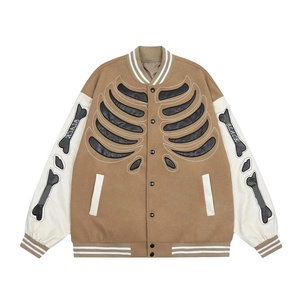 แจ็กเก็ตทีมโรงเรียนแจ็กเก็ตหนังปักลายด้วยผ้ากำมะหยี่มีแผ่นปะติดเสื้อเบสบอลสำหรับวิทยาลัย - Product Image 1