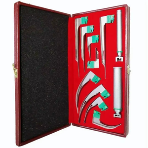 Ensemble de laryngoscope à fibres optiques de qualité supérieure, acier inoxydable, LED, 9 lames, Mac Miller, 2 poignées, kit chirurgical d'intubation anesthésique - Product Image 4