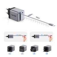 Chargeur mural USB C universel rétractable 30W pour téléphone portable, adaptateur de voyage portable pour États-Unis, UE, Royaume-Uni, Corée du Sud, charge rapide