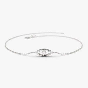 กำไลข้อมือเพชรเลี้ยงในห้องปฏิบัติการ 0.08 กะรัต ฝังแบบช่อง 14K ทองคำ ประดับจี้รูปตาปีศาจ ดีไซน์เรียบหรู สายโซ่แบบเส้นเล็ก เครื่องประดับนำโชค - Product Image 6