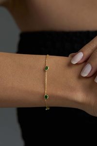 Natural Emerald Beaded <b>Bracelet</b> 925 Sterling <b>Silver</b> 14K Gold Plated Multi Stone GIA Certified Luxury Minimalist Jewelry Gift for - Product Image 2