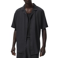 Chemises pour hommes à col cubain respirantes et douces, logo personnalisé, coupe ample, style streetwear, coton, chemises pour hommes