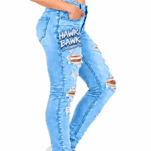 Jeans de Mezclilla Ajustados para Mujer, Estilo Desgastado, Acabado Suave, Elásticos y Flexibles, Diseño Clásico con Bolsillos, Estilo Casual para el Día a Día - Product Image 3