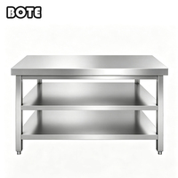 Table de travail en acier inoxydable 304 certifiée CE, table de préparation pour restaurant, table de travail de cuisine robuste, finition polie