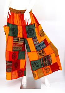 Overol de Rayón Hecho a Mano con Parches, Estilo Hippie Bohemio Colorido, Ecológico, de Cintura Alta para Verano - Product Image 2