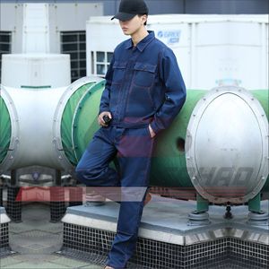 ชุดยูนิฟอร์มทำงานฤดูใบไม้ผลิ-ฤดูร้อนสำหรับโรงงานซ่อมรถยนต์ เสื้อเชิ้ตผ้าฟลีซถักสำหรับผู้ชาย ระบายอากาศได้ดี สวมใส่สบาย สีกรมท่า ทนทานต่อการสึกหรอ พร้อมเข็มเย็บ - Product Image 5