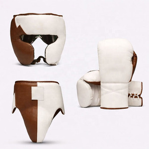 DAWNFROCE FIGHT GEARS Set de Boxeo: Protector de Cabeza, Guantes, Protector Inguinal de Cuero PU, Duradero, Transpirable, Equipo de Protección Rojo y Blanco para Todas las Estaciones - Product Image 2
