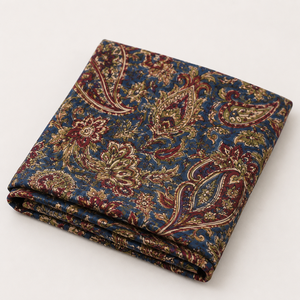 Collection de tissus en coton multicolores avec des imprimés floraux bleus crème et des motifs paisley, textile doux et respirant pour kurti. - Product Image 1