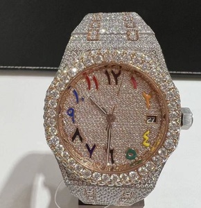 Reloj de Lujo DAZZLING JEWELS de Alta Calidad, Estilo Hip Hop, Correa de Acero Inoxidable, Moissanita VVS, Zafiro Blanco Baguette, Mecánico Analógico - Product Image 1