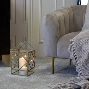 Portavelas de Vidrio con Diseño Geométrico en Forma de Casa, con Marco de Metal de Latón, para Decoración del Hogar, Gran Venta - Product Image 3