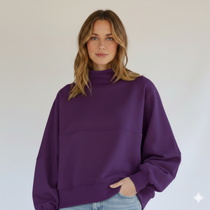 Sudadera de cuello alto para mujer, personalizada OEM, ecológica, de poliéster/algodón, extragrande, gruesa, de invierno, con bordado y estampado. - Product Image 4
