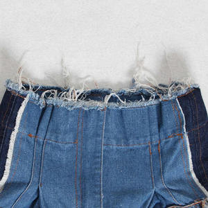 Jeans décontractés à coupe ample en denim effiloché, à jambes larges, à taille haute, jeans bleu baggy pour femmes, pantalons streetwear urbains à coupe droite - Product Image 5