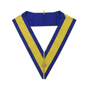Custom V-Shaped Masonic <b>Collar</b> Embroidered With Cross Pattern Gold Trim Sew-On Badge Classical Design Fabric Garment Application - Product Image 3